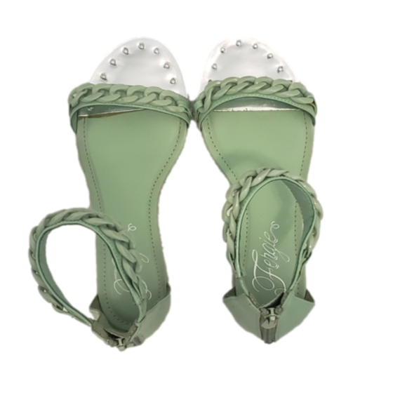 Mint Green and Silver Chain Sandals - Picture 2 of 8